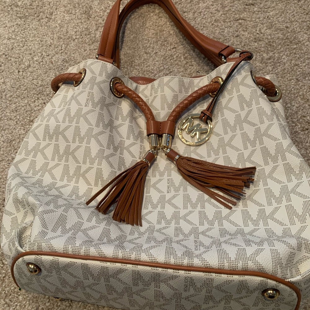 White logo Michael Kors Hobo Bag